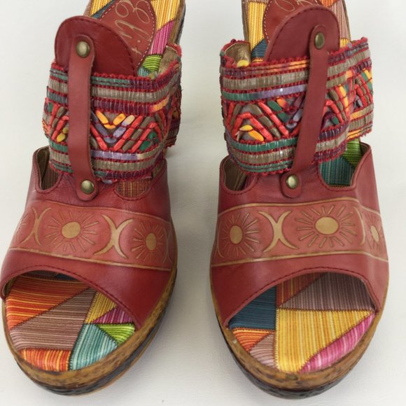 Elite corky leather print slide -in wedge heels - Picture 4 of 9